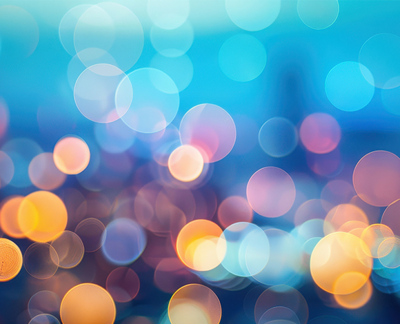 Blurry lights in a city at night.